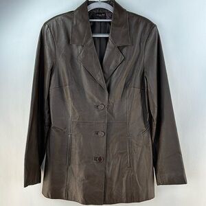 Shape Fx Button Down Leather Blazer, 8